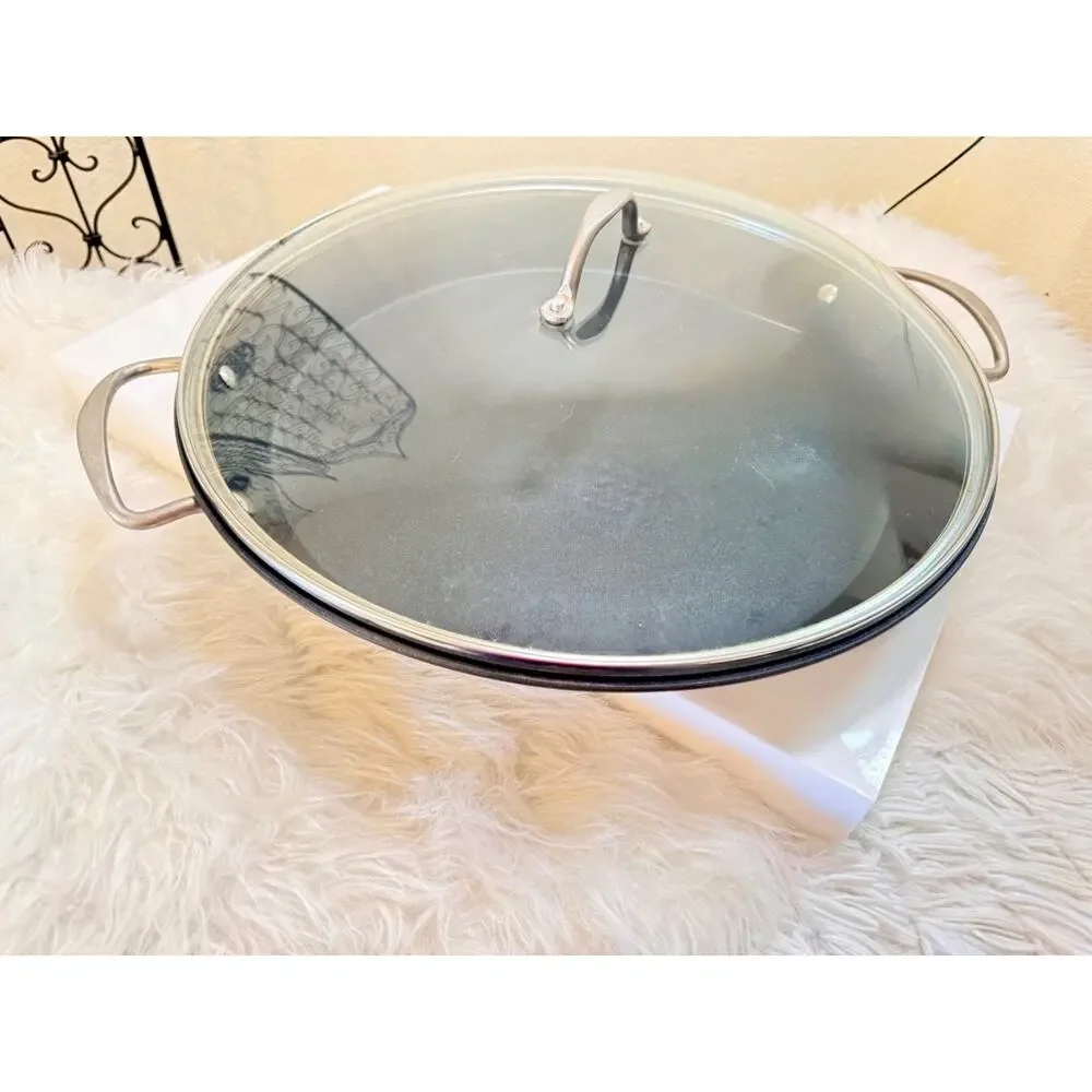 Tramontina 16-Inch Hard Anodized Nonstick Paella Pan Glass Lid